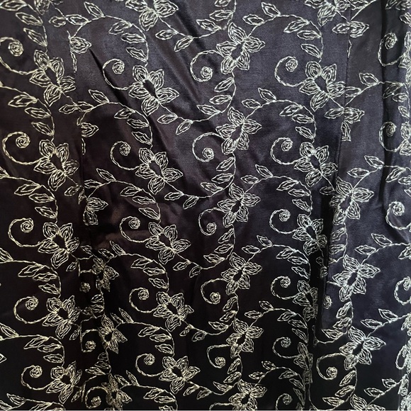 Vintage Jessica McClintock 90s Navy Purple Dress Sliver Floral Pattern Gown y2K - Picture 12 of 12